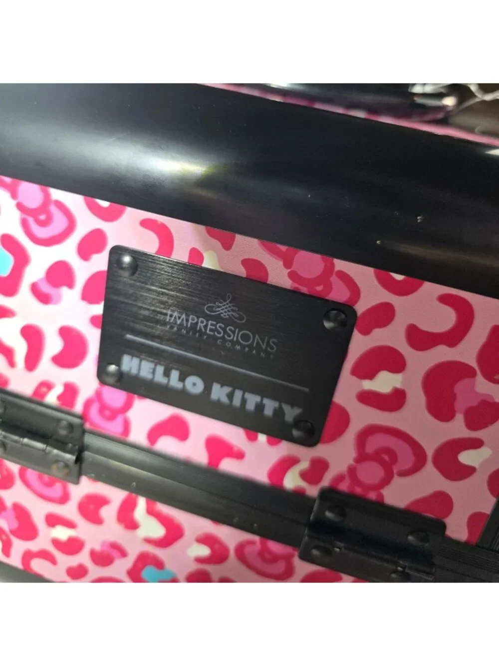 Hello Kitty Makeup Travel Case Impressions Vanity Co. Pink Leopard NWT